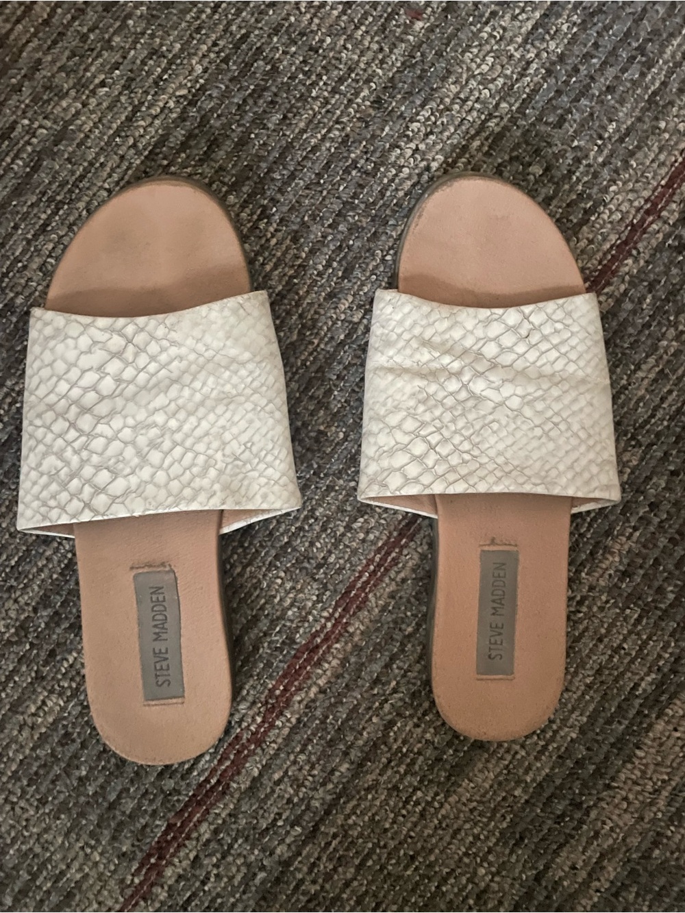 Steve Madden Women's White Croc-Embossed Carolyn Sandals